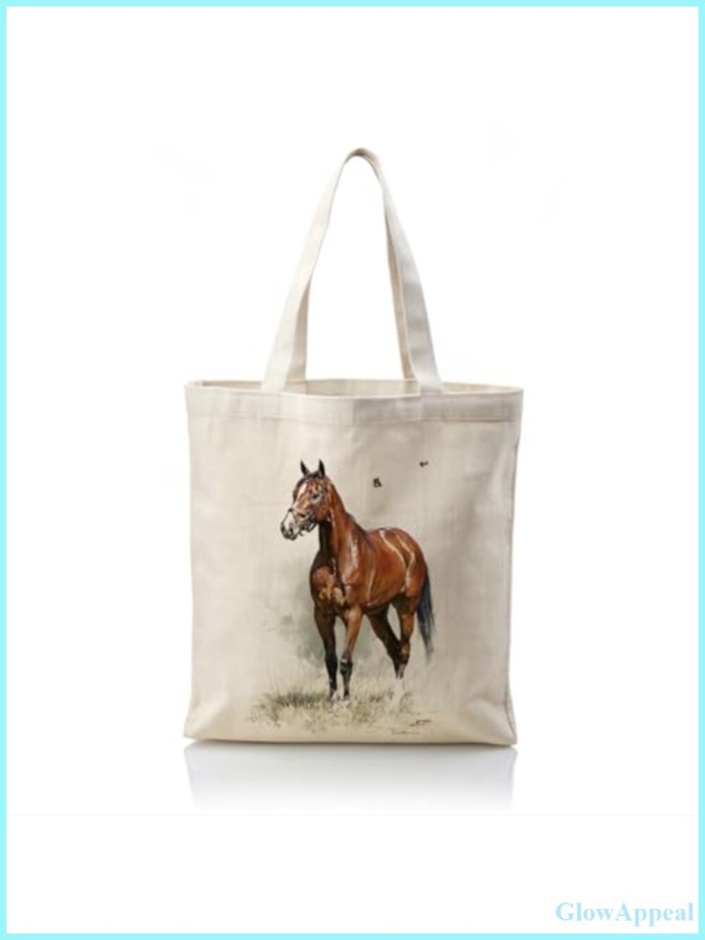 Watercolor Horse Canvas Tote Bag Western Reusable Shoulder Bag